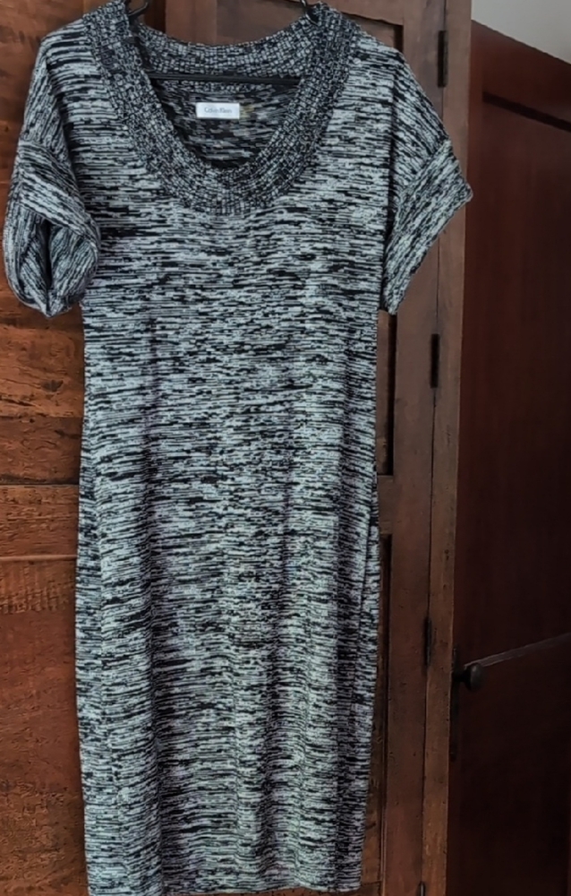 Calvin Klein Black and Gray Midi Dress